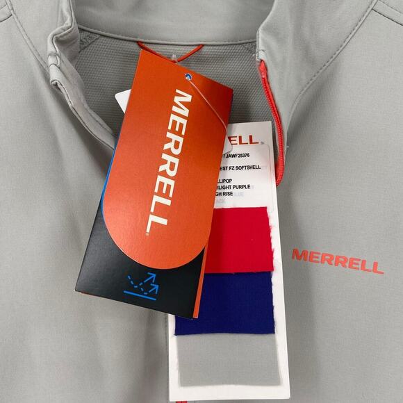 Merrell Quest Jacket Womens Size S Protect Light Gray Coral Full Zip Softshell - Picture 6 of 12